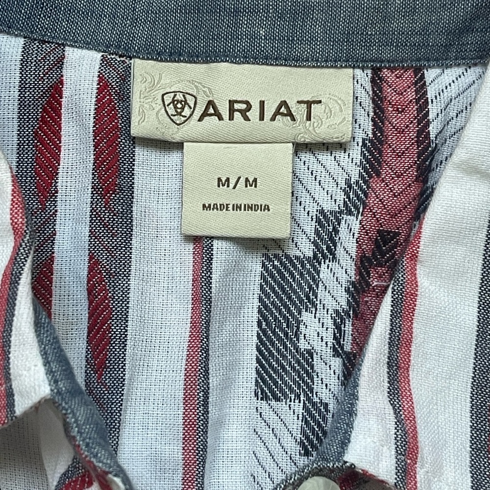 Ariat Red, Blue and Gray Striped Sleeveless Shirt - Picture 3 of 7